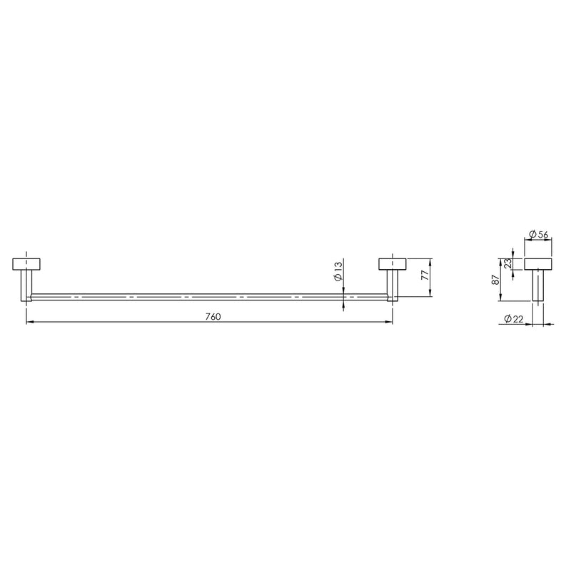 Phoenix Vivid Single Towel Rail 760mm