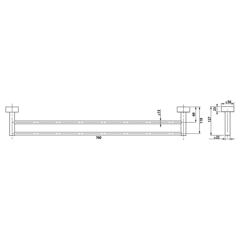 Phoenix Vivid Double Towel Rail 760mm