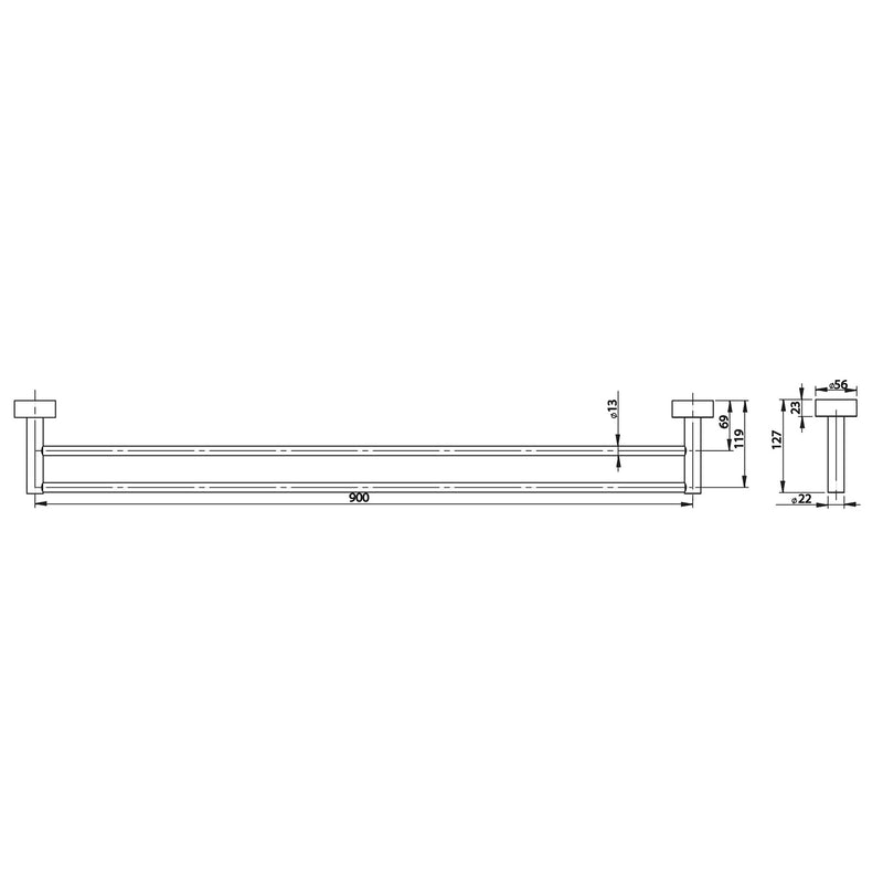 Phoenix Vivid Double Towel Rail 900mm