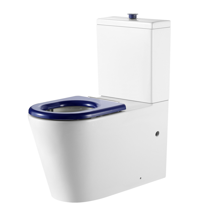 Oliveri Vienna Back To Wall Care Toilet Suite With Blue Seat and Buttons