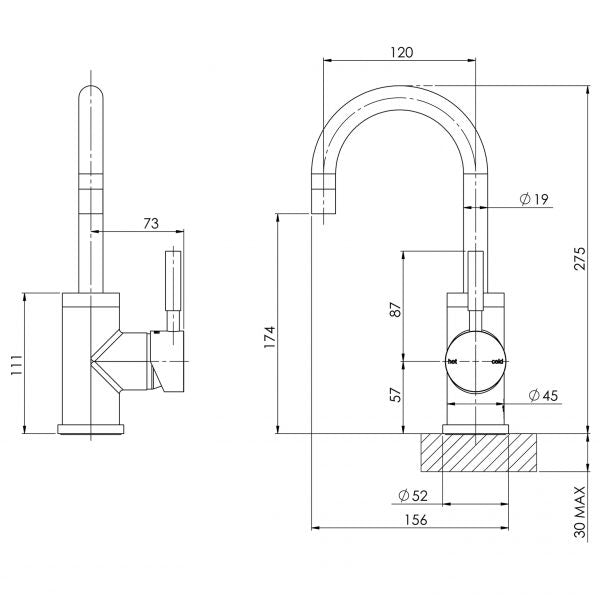 Phoenix Vivid Basin Mixer 120mm Gooseneck