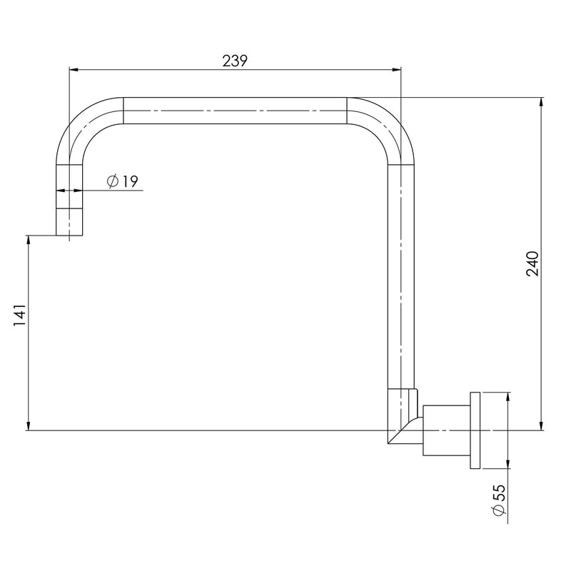 Phoenix Vivid Pin Lever Wall Sink Outlet 240mm Squareline