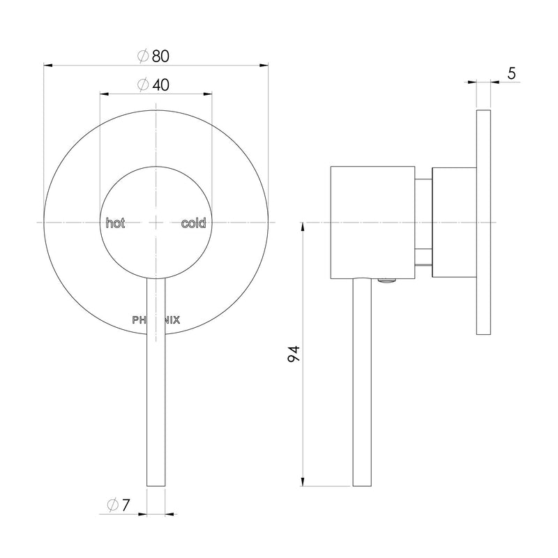 Phoenix Vivid Slimline SwitchMix Shower / Wall Mixer Fit-Off Kit
