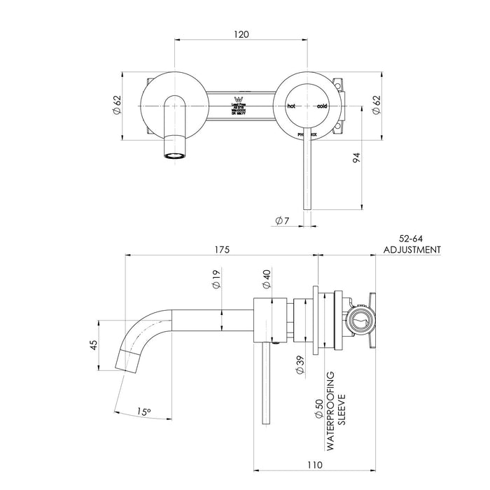 Phoenix Vivid Slimline SwitchMix Wall Basin / Bath Mixer Set 60mm Backplates (Complete Kit) – Lead Free