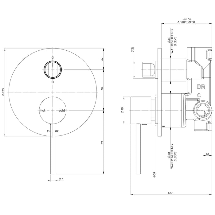 Phoenix Vivid Slimline SwitchMix Shower / Bath Diverter Mixer (Complete Kit)