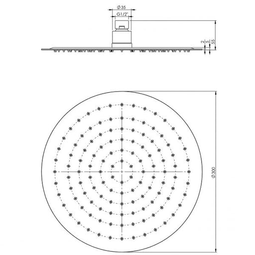Phoenix Vivid Slimline Shower Rose 300mm Round