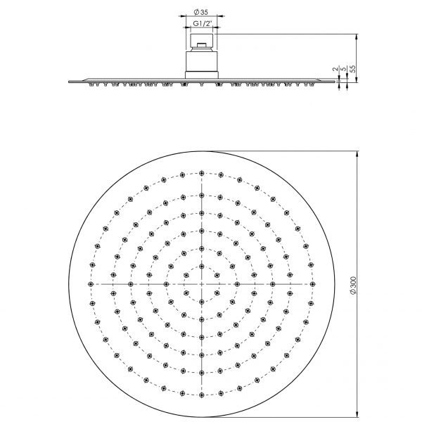 Phoenix Vivid Slimline Shower Rose 300mm Round