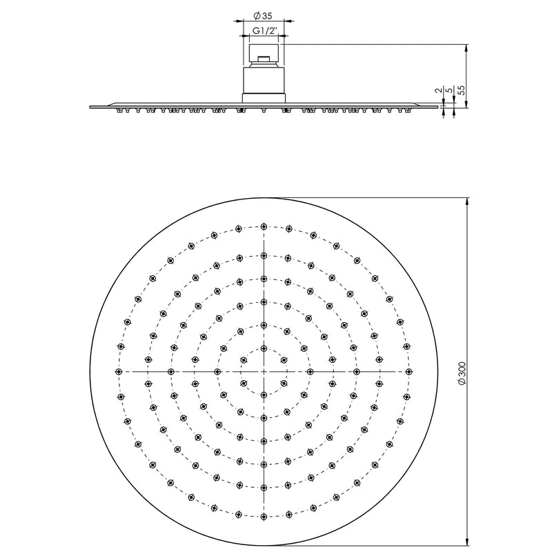 Phoenix Vivid Slimline Shower Rose 300mm Round