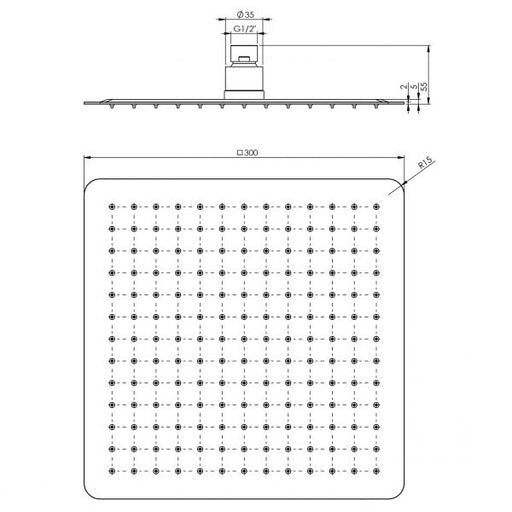 Phoenix Vivid Slimline Shower Rose 300mm Square