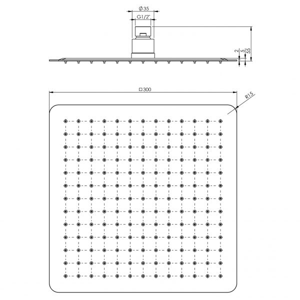 Phoenix Vivid Slimline Shower Rose 300mm Square