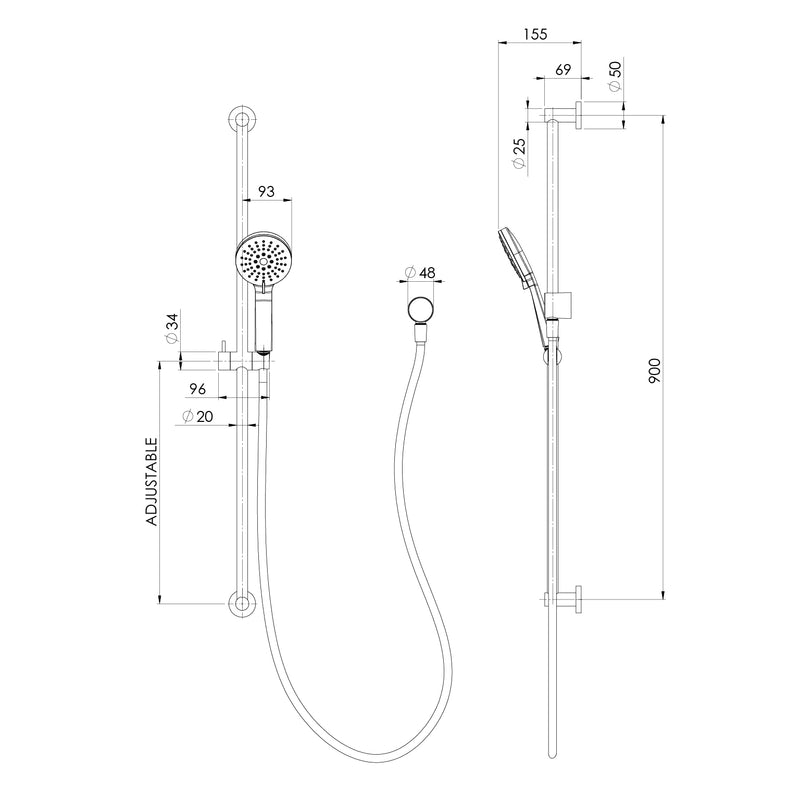 Phoenix Vivid Slimline Extended Rail Shower