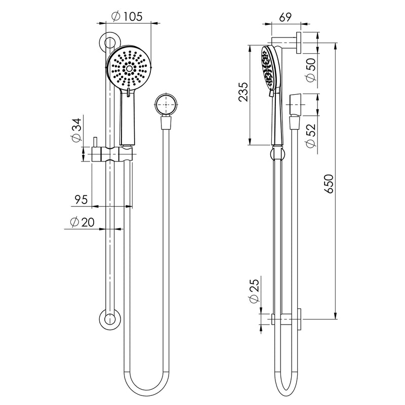 Phoenix Vivid Slimline Rail Shower
