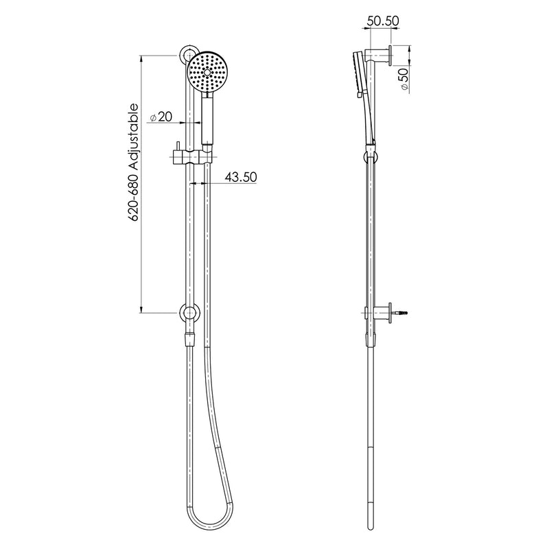 Phoenix Vivid Slimline Water Through Rail Shower