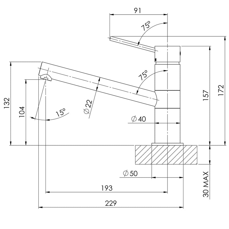 Phoenix Vivid Slimline Sink Mixer 190mm