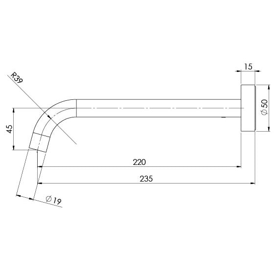 Phoenix Vivid Slimline Basin Outlet 230mm Curved