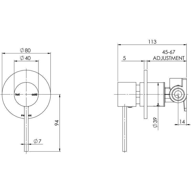 Phoenix Vivid Slimline Shower / Wall Mixer
