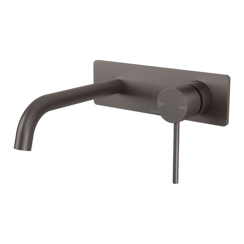 Phoenix Vivid Slimline Wall Basin Mixer Set 180mm Curved