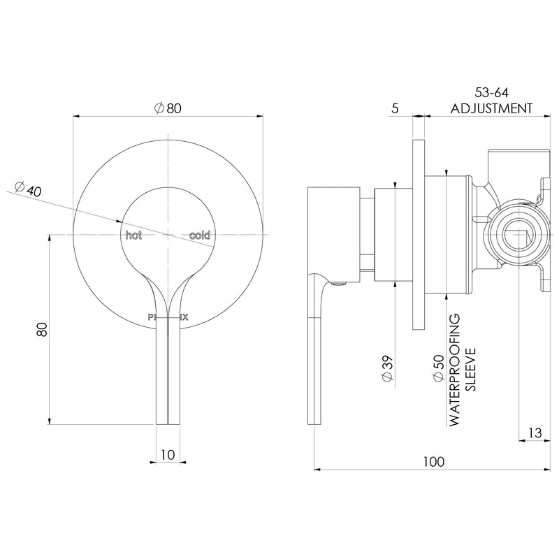 Phoenix Vivid Slimline Oval SwitchMix Shower / Wall Mixer (Complete Kit) – Lead Free