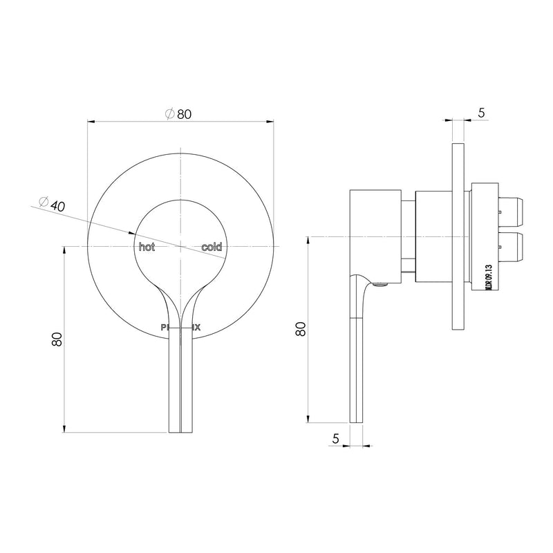 Phoenix Vivid Slimline Oval SwitchMix Shower / Wall Mixer Fit-Off Kit