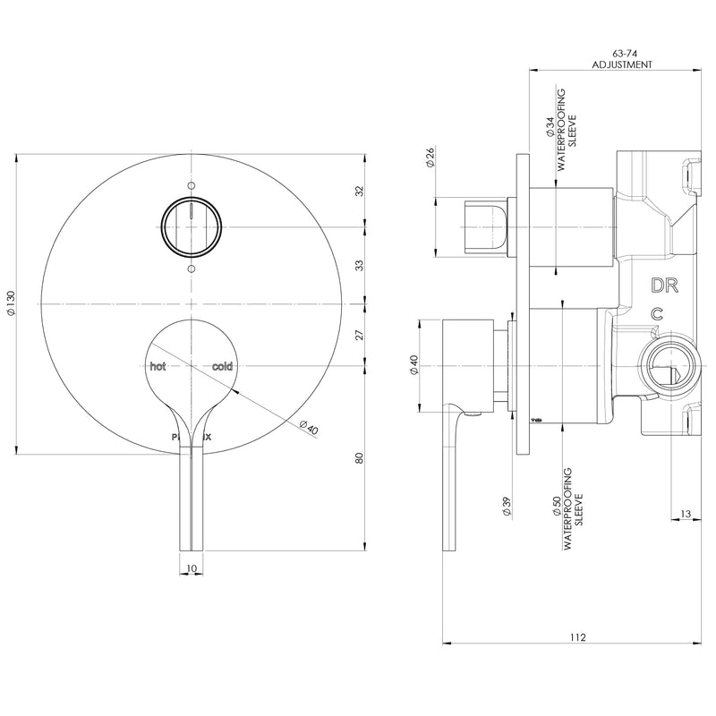 Phoenix Vivid Slimline Oval SwitchMix Shower / Bath Diverter Mixer (Complete Kit)