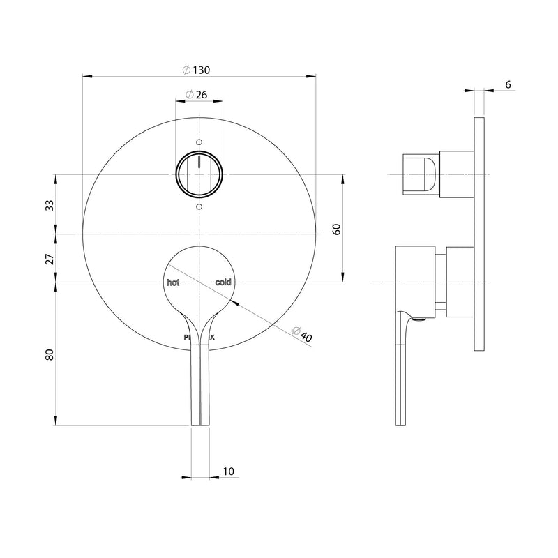 Phoenix Vivid Slimline Oval SwitchMix Shower / Bath Diverter Mixer Fit-Off Kit