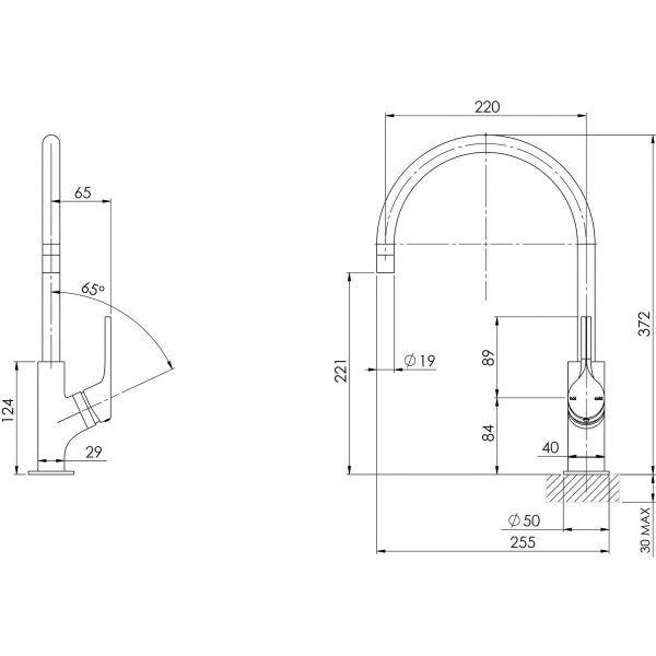 Phoenix Vivid Slimline Oval Sink Mixer 220mm Gooseneck – Lead Free