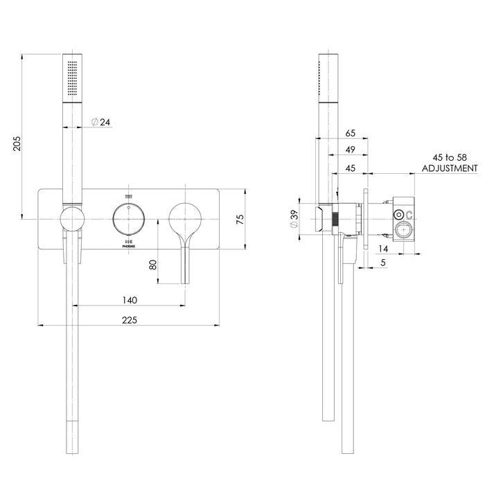 Phoenix Vivid Slimline Oval Wall Shower System