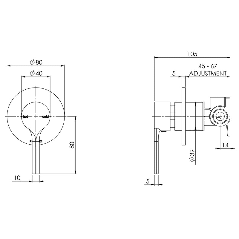 Phoenix Vivid Slimline Oval Shower / Wall Mixer