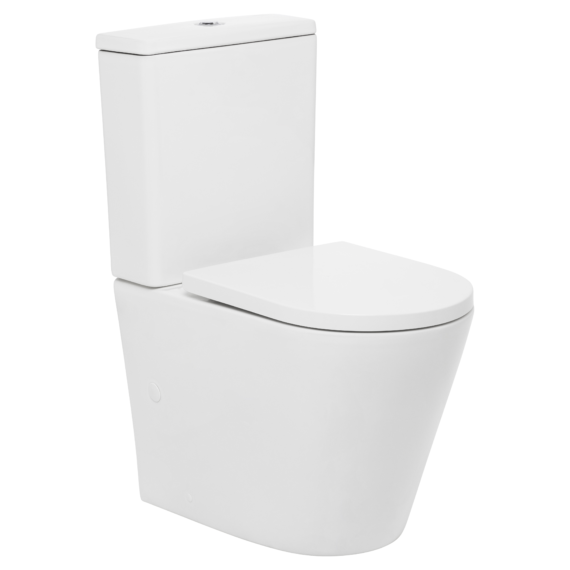 Johnson Suisse Venezia Closed Coupled Back To Wall Rimless Compact Toilet Suite With Soft Seat
