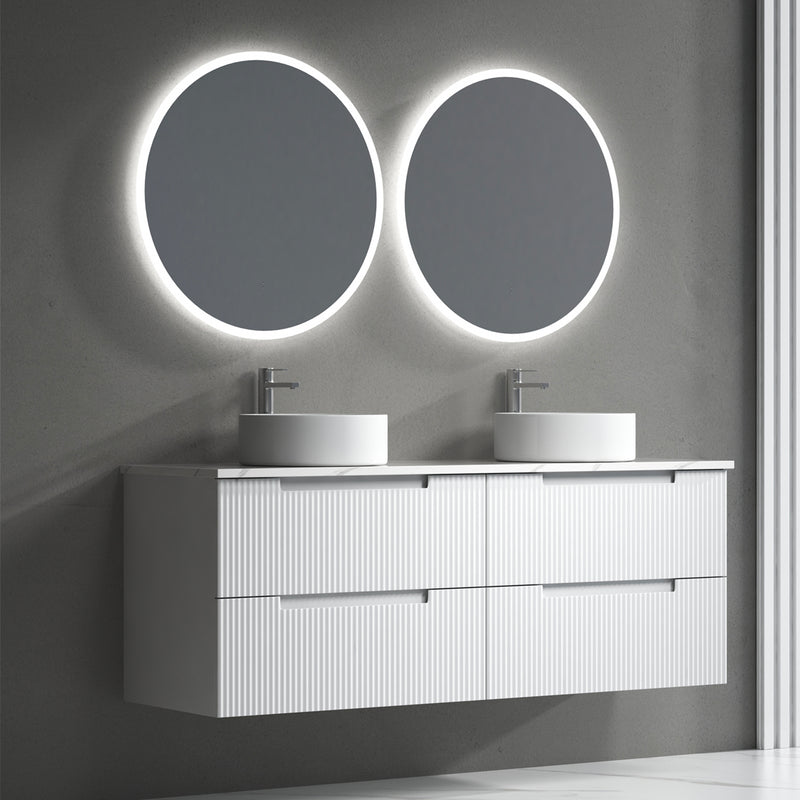 Aulic Verona Mark II Wall Hung V Groove Matte White Finger Pull Cabinet 1500mm