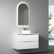 Aulic Verona Mark II Wall Hung V Groove Matte White Finger Pull Cabinet 900mm