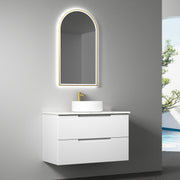 Aulic Verona Mark II Wall Hung V Groove Matte White Finger Pull Cabinet 900mm