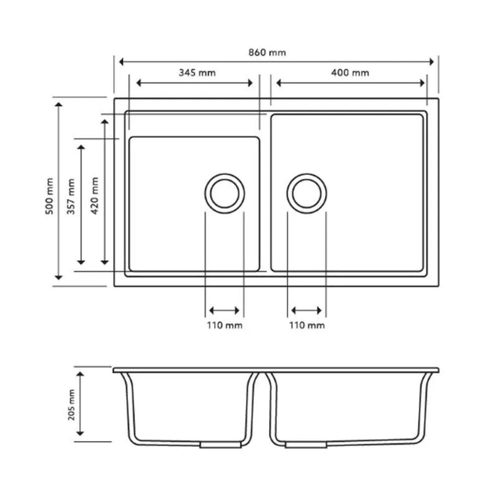 Carysil Vivaldi N200 Granite Kitchen Sink (Top/Flush/Undermount)