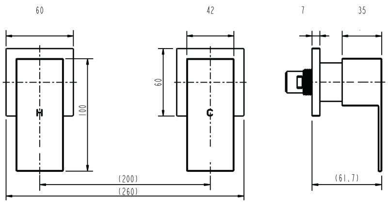 MODERN NATIONAL Wall Top Assemblies Square Quarter Turn