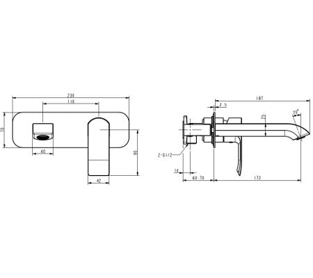 Millennium Zoya Wall Basin Mixer