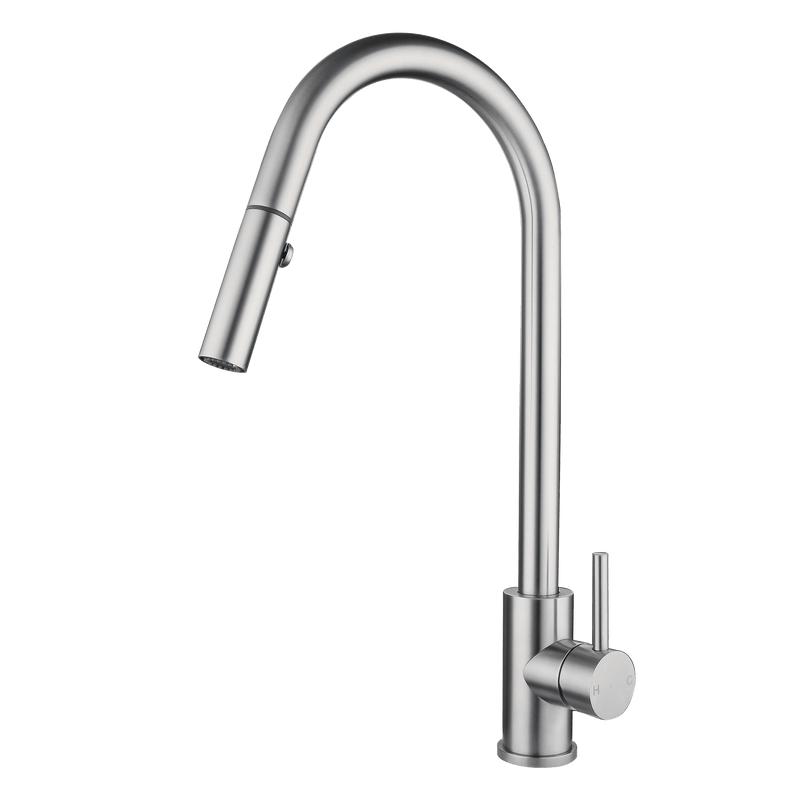 XACTA Stainless Steel Gooseneck XPRESSFIT Retractable Dual Spray Mixer