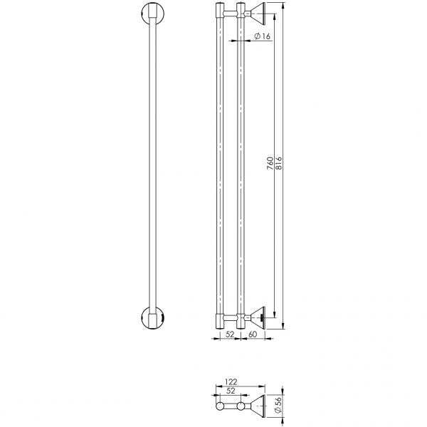 Phoenix Ivy Double Towel Rail 760mm