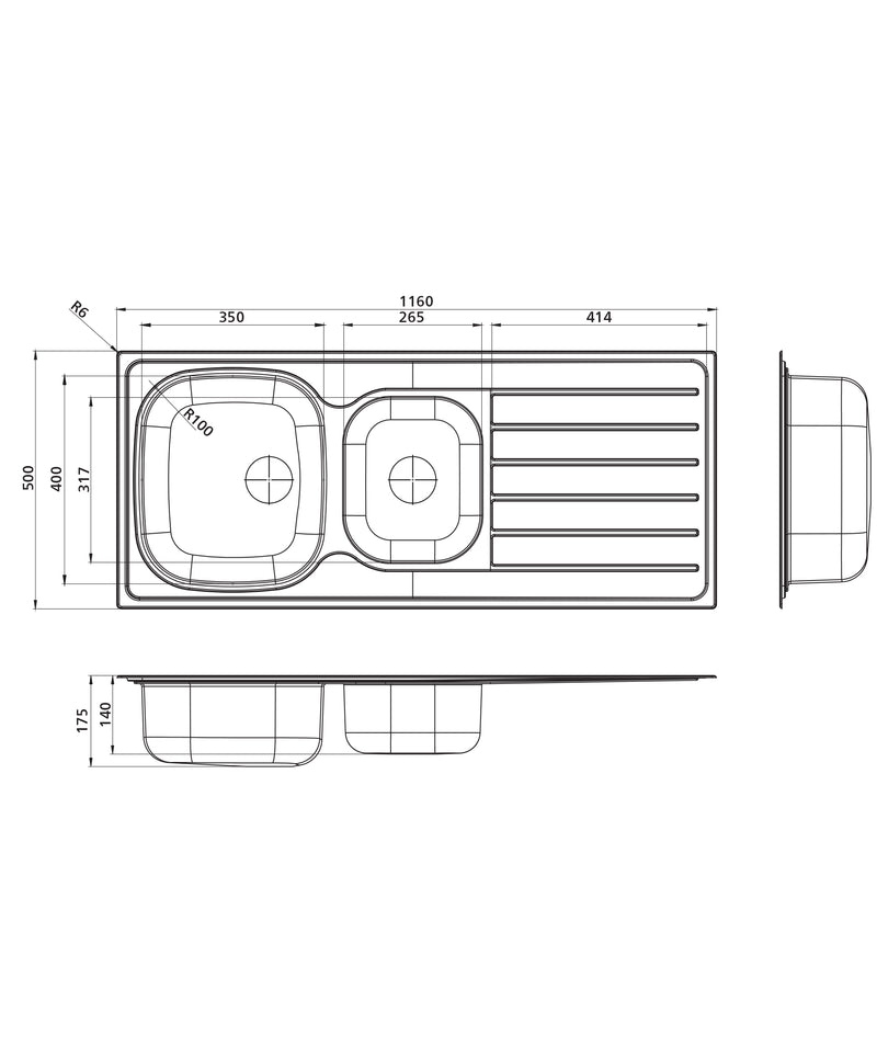 SEIMA Acero 1160 Stainless Steel Sink