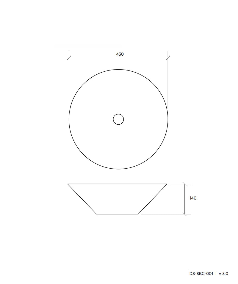 SEIMA Arko 001 Ceramic Above Counter Basin, Round