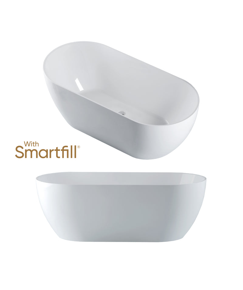 SEIMA Arko 120 - Smartfill System - White Gloss - 2 Sizes Freestanding Bath With Smartfill System - colour options