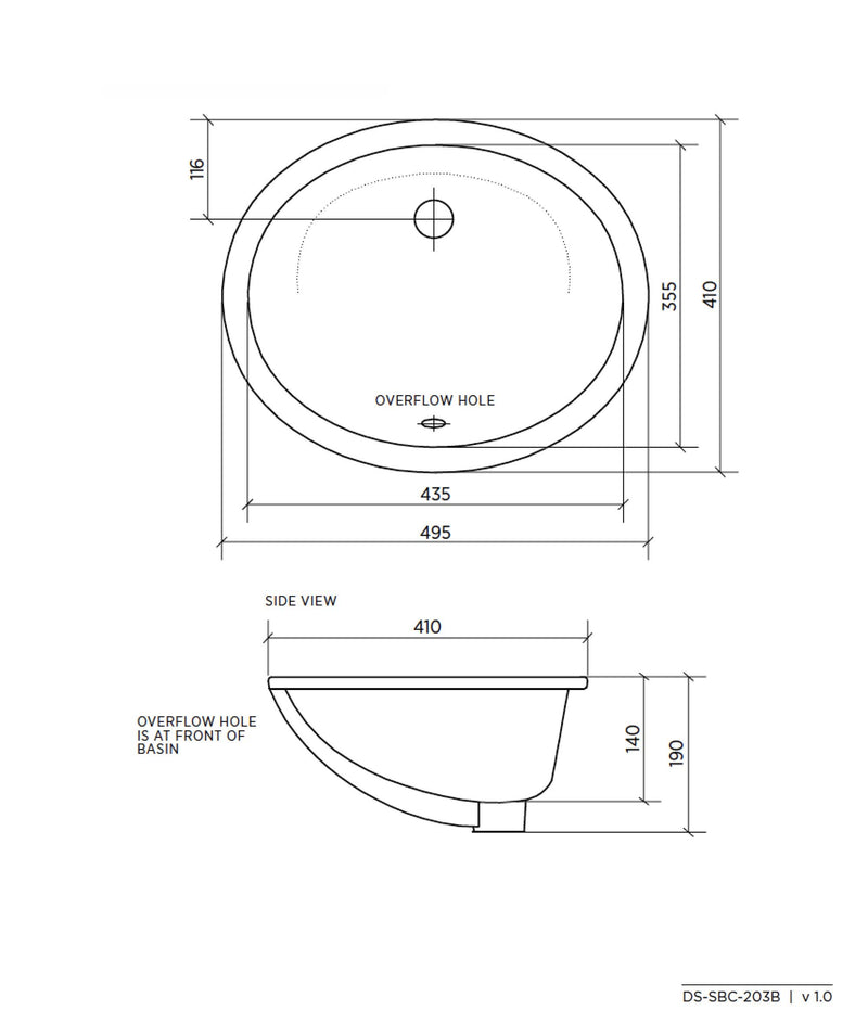 SEIMA Arko 203 Ceramic under counter basin, oval