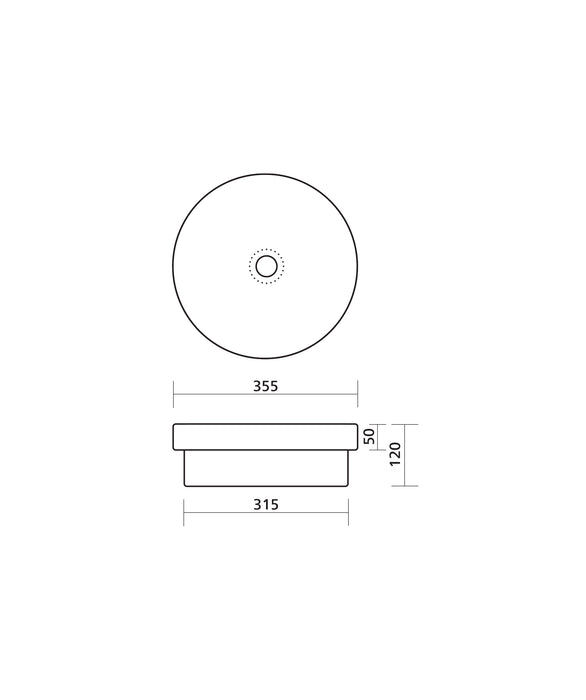 SEIMA Arko 356 Ceramic Inset Above Counter Basin, Round