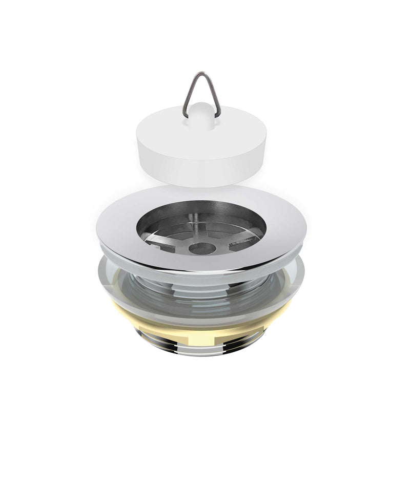 SEIMA Bath Plug + Waste Chrome waste and white rubber plug 40mm