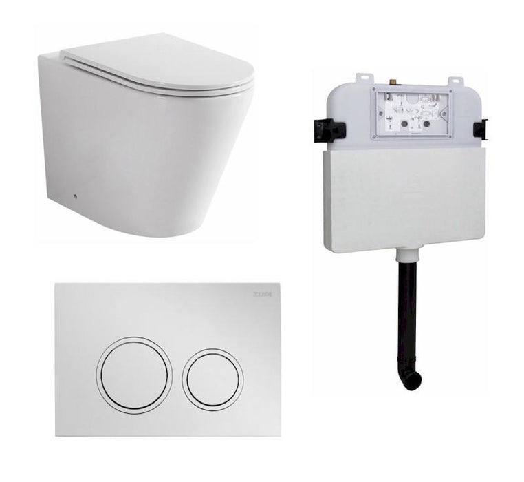 Java In-Wall Toilet Package Round Chrome Flush Plate