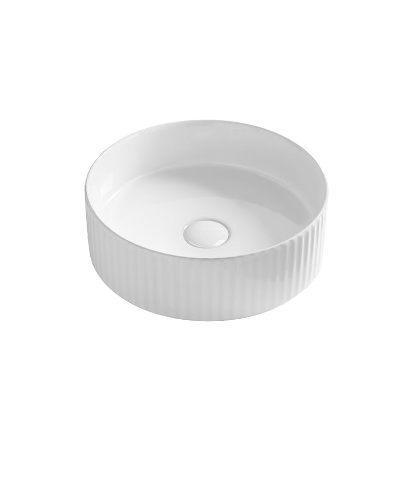 Seima CLEO 360 Basin, fluted round, 0T NOF White Silk Matte