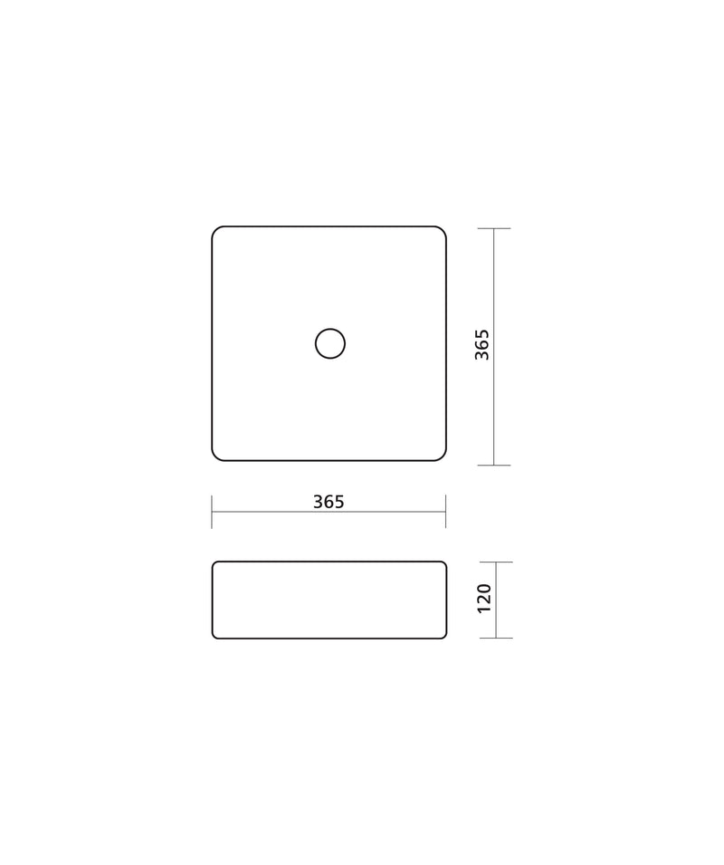 SEIMA Cleo 365 - White Gloss & White Matte Ceramic Above Counter Basin, Square