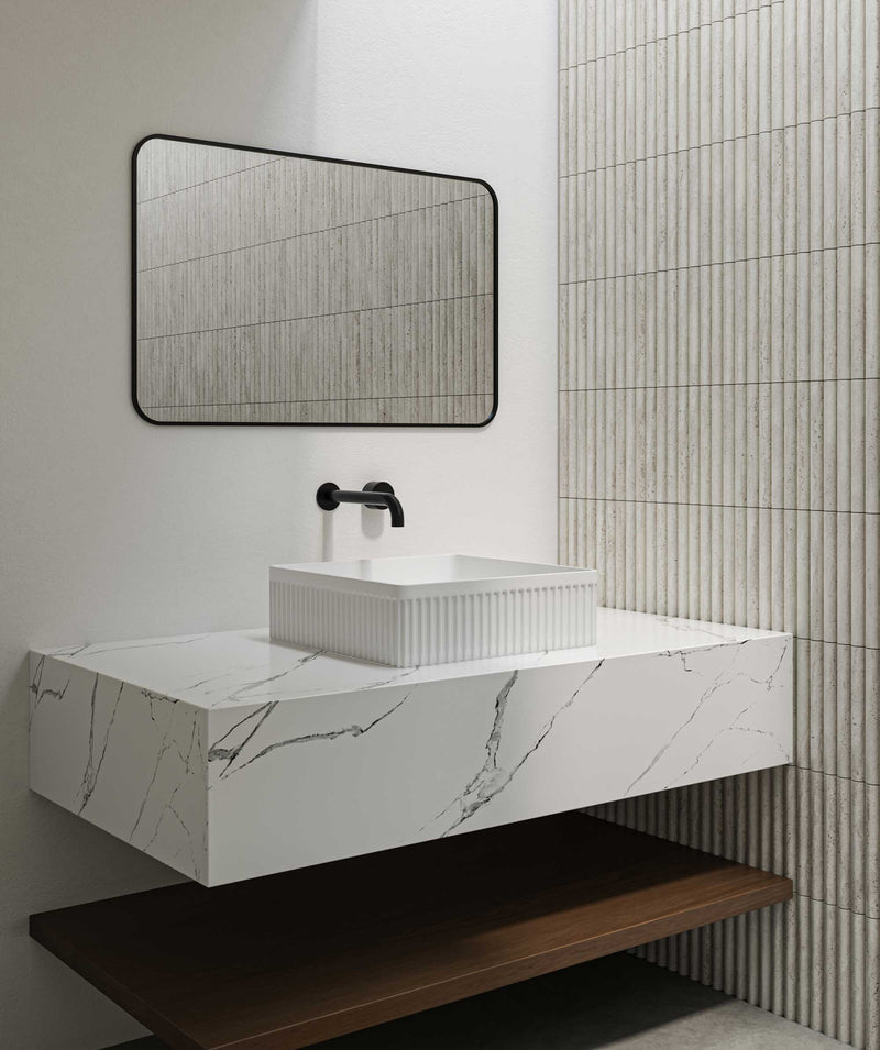 SEIMA Cleo 365 - White Gloss & White Matte Ceramic Above Counter Basin, Square