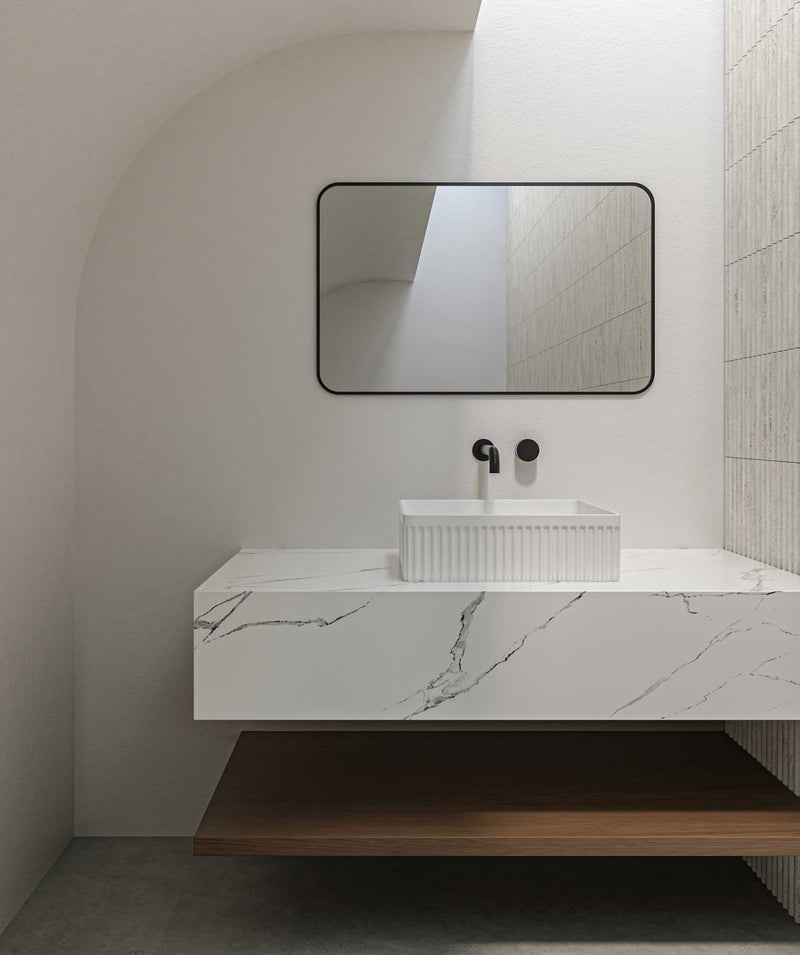 SEIMA Cleo 365 - White Gloss & White Matte Ceramic Above Counter Basin, Square