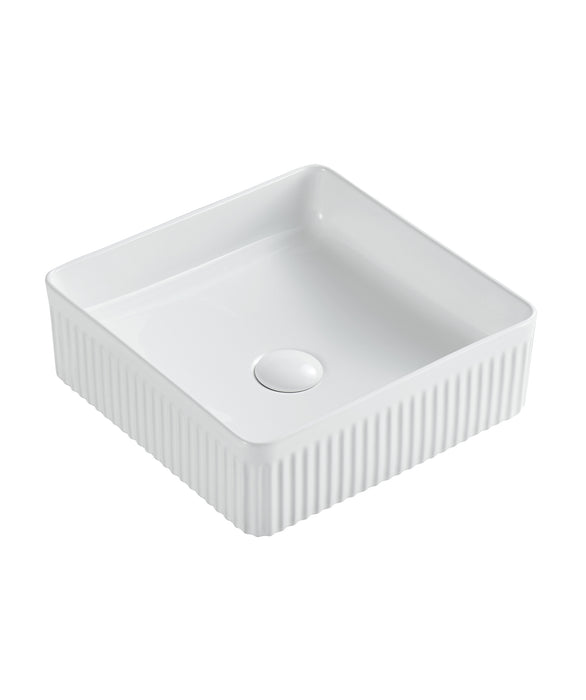 Cleo 365 - White Gloss & White Matte Ceramic Above Counter Basin, Square