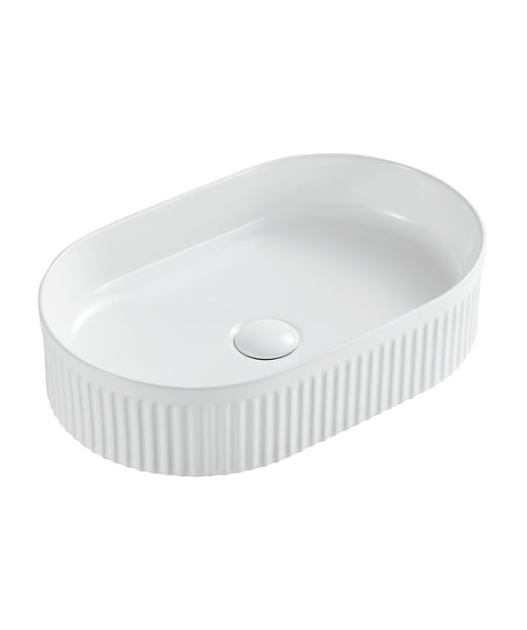 Cleo 500 - White Matte & White Gloss Ceramic Above Counter Basin, Super-Ellipse
